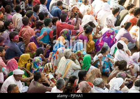 Devotees they clelebrate Lathmar Holi Festival  at nandgaon village in Mathura  Uttar Pradesh  India Asia Stock Photo