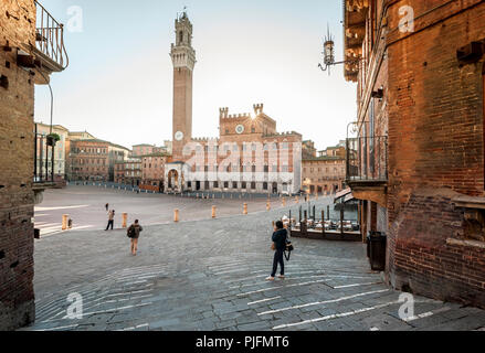 Piazza del Campo is the principal public space of the historic center of Siena, Tuscany, Italy Stock Photo