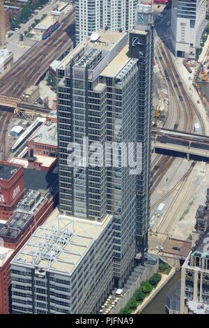 CHICAGO, USA - JUNE 27, 2013: Boeing International Headquarters building in Chicago. The building is 171 m tall (561 feet). Stock Photo