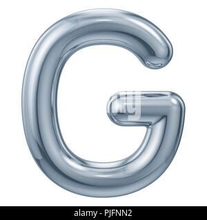 English metallic letter G, 3D rendering isolated on white background Stock Photo