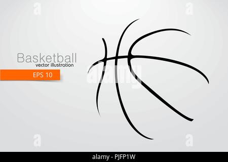 Silhouette of a basketball ball. Background and text on a separate layer, color can be changed in one click Stock Vector