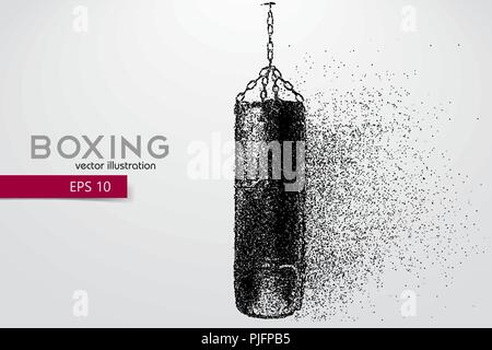 Punching bag from particles. Background and text on a separate layer, color can be changed in one click. Boxer. Boxing. Boxer silhouette Stock Vector