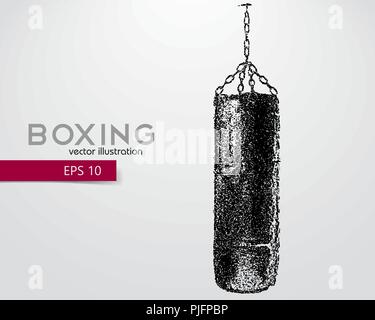 Punching bag from particles. Background and text on a separate layer, color can be changed in one click. Boxer. Boxing. Boxer silhouette Stock Vector