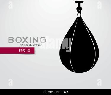 Punching bag silhouette. Background and text on a separate layer, color can be changed in one click. Boxer. Boxing. Punching bag silhouette Stock Vector