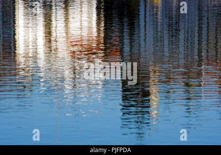 Reflection of the medieval city of Ponte de Lima on the Lima river (north of Portugal) Stock Photo