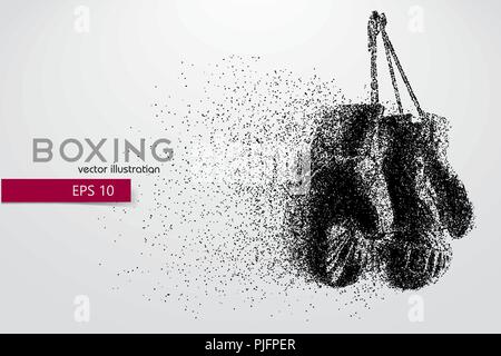 Boxing gloves from particles. Background and text on a separate layer, color can be changed in one click. Boxer. Boxing. Boxer silhouette Stock Vector