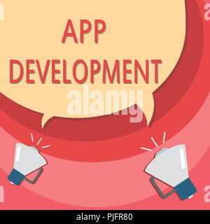 Handwriting text writing App Development. Concept meaning Development services for awesome mobile and web experiences. Stock Photo