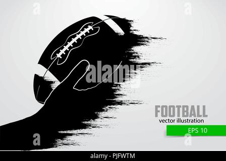 Hand holds the rugby ball, silhouette. Rugby. American football. Vector illustration Stock Vector