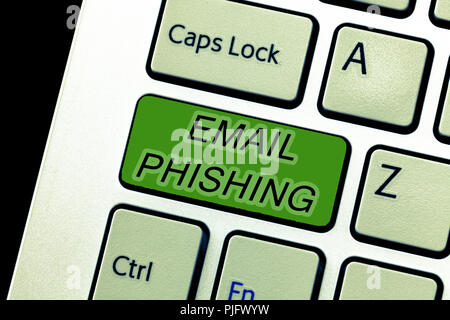 Text sign showing Email Phishing. Conceptual photo Emails that may link to websites that distribute malware. Stock Photo