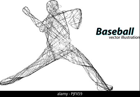 silhouette of a baseball player. Text on a separate layer, color can be changed in one click. Vector illustration Stock Vector