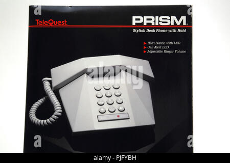 Vintage Telequest Prism Desk Telephone with Hold Button Stock Photo