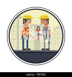 Construction workers cartoons Stock Vector