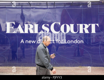 Builder's hoardings outside the Earls Court development site on Warwick Avenue, London, UK Stock Photo