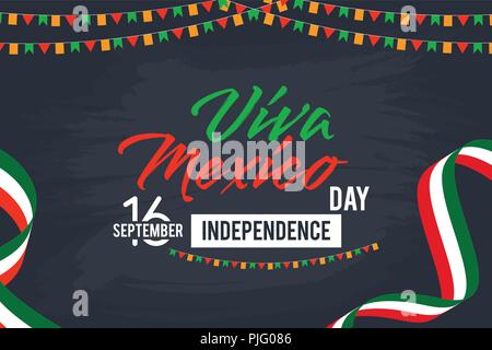 Viva Mexico Happy Independence Day Vector Background Stock Vector