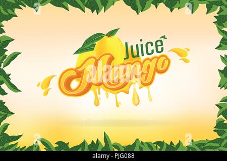 Mango Juice Brand Company Logo Design with background vector illustration Stock Vector