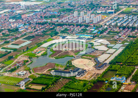 Aerial view of Shanghai Pudong suburban area Stock Photo