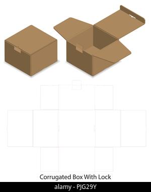 package box die cut with 3d mock up Stock Vector