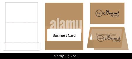 business card envelope die-cut template mock up Stock Vector