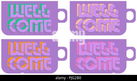 typography, the inscription is welcome, on the mug options creative logo Stock Vector