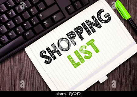 Text sign showing Shopping List. Conceptual photo Discipline approach to shopping Basic Items to Buy. Stock Photo