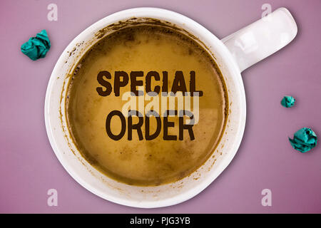 Writing note showing Special Order. Business photo showcasing Specific Item Requested a Routine Memo by Military Headquarters. Stock Photo