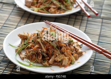 Chinese and Korean yuba salad with green onion and carrot Stock Photo