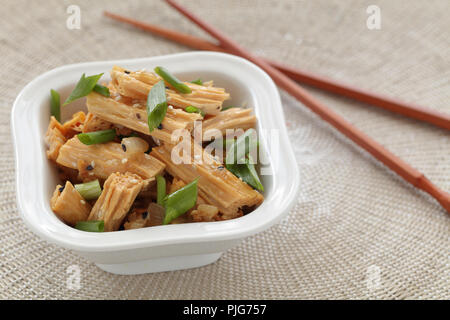 Chinese and Korean yuba salad with green onion and sesame seeds Stock Photo