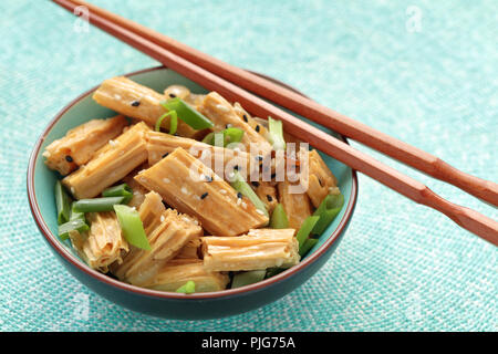 Chinese and Korean yuba salad with green onion and sesame seeds Stock Photo