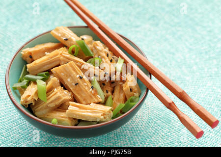 Chinese and Korean yuba salad with green onion and sesame seeds Stock Photo