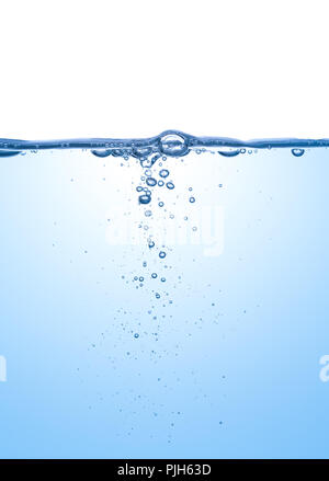 plashing water with underwater bubbles isolated on white background Stock Photo