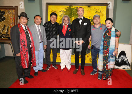 Pengfei He's 'Creative Imagination' Art Exhibition launch held at the Beverly Hills Library  Featuring: engfei He, Nicola Hang, Nan Jang, David Harrison Levi, Prince Mario-Max Schaumburg-Lippe, Guests Where: Los Angeles, California, United States When: 05 Aug 2018 Credit: Sheri Determan/WENN.com Stock Photo