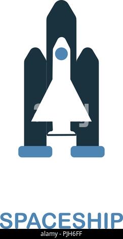 Spaceship icon in 2 color design. Pixel perfect simple pictogram spaceship icon from space collection. UI. Web design, apps, software, print usage. Stock Vector