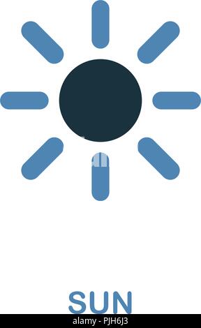 Sun icon in 2 color design. Pixel perfect simple pictogram sun icon from space collection. UI. Web design, apps, software, print usage. Stock Vector