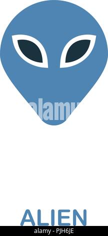 Alien icon in 2 color design. Pixel perfect simple pictogram alien icon from space collection. UI. Web design, apps, software, print usage. Stock Vector