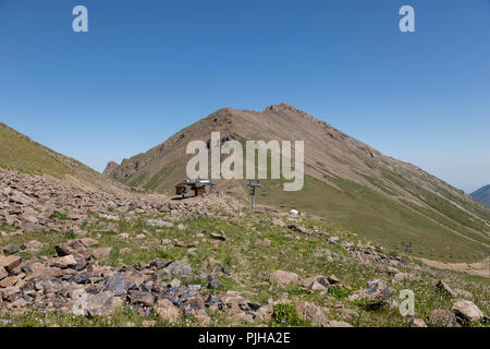 Almaty, Kazakhstan, August 6 2018: The top station of the ski resort Chimbulak near Almaty Stock Photo
