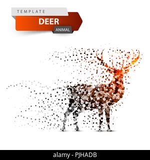 Deer dot illustration on the white background. Stock Vector
