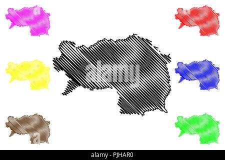 Styria (Republic of Austria) map vector illustration, scribble sketch Styria map Stock Vector