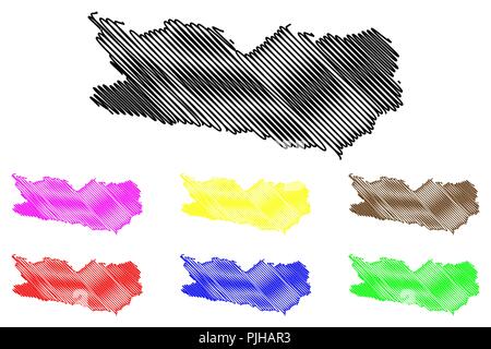 Carinthia (Republic of Austria) map vector illustration, scribble sketch Carinthia map Stock Vector