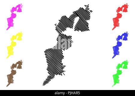 Burgenland (Republic of Austria) map vector illustration, scribble sketch Burgenland map Stock Vector