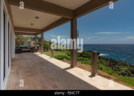 Luxury Caribbean Resort View From Veranda Stock Photo