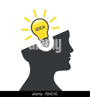 human silhouette with idea icon bulb vector illustration EPS10 Stock Vector