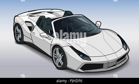 Vector draw of a flat sport car with black lines. Stock Vector