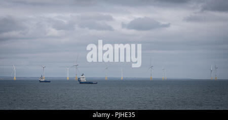 Vattenfall's European Offshore Wind Deployment Centre (EOWDC) off the coast of Aberdeen. Stock Photo