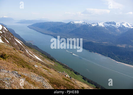 The scenic view of Inside Passage from Mount Roberts (Juneau, Alaska). Stock Photo