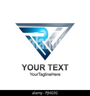 3D triangle letter initial RI alphabet logo design template element Stock Vector