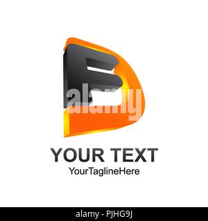 3D Letter FD initial alphabet logo design template element Stock Vector