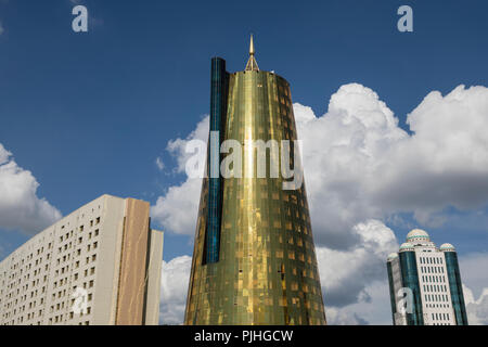 The Colden Towers (Beer Cans) near the Ak Orda Presidential Palace in Astana, the capital of Kazakhstan Stock Photo