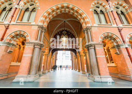 London, APR 24: The beautiful St. Pancras International station on APR 24, 2018 at London, United Kingdom Stock Photo