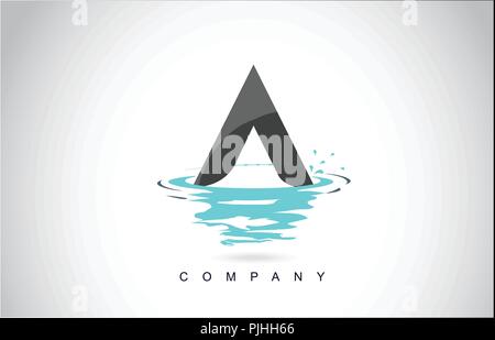 L Letter Logo Design with Water Splash Ripples Drops Reflection Vector ...