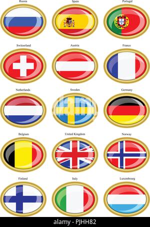 Set of icons. Flags of the Europe. Stock Vector